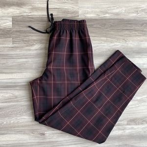 Wilfred Maroon Plaid Cinch-waist Trouser